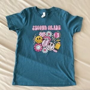 Second Grade Heather Blue Kids Graphic T-Shirt